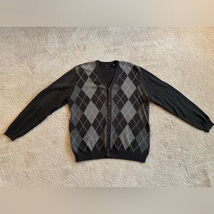 Van Heusen Studio Grey 6-Button Sweater Cardigan, Size: Large, 100% Cotton